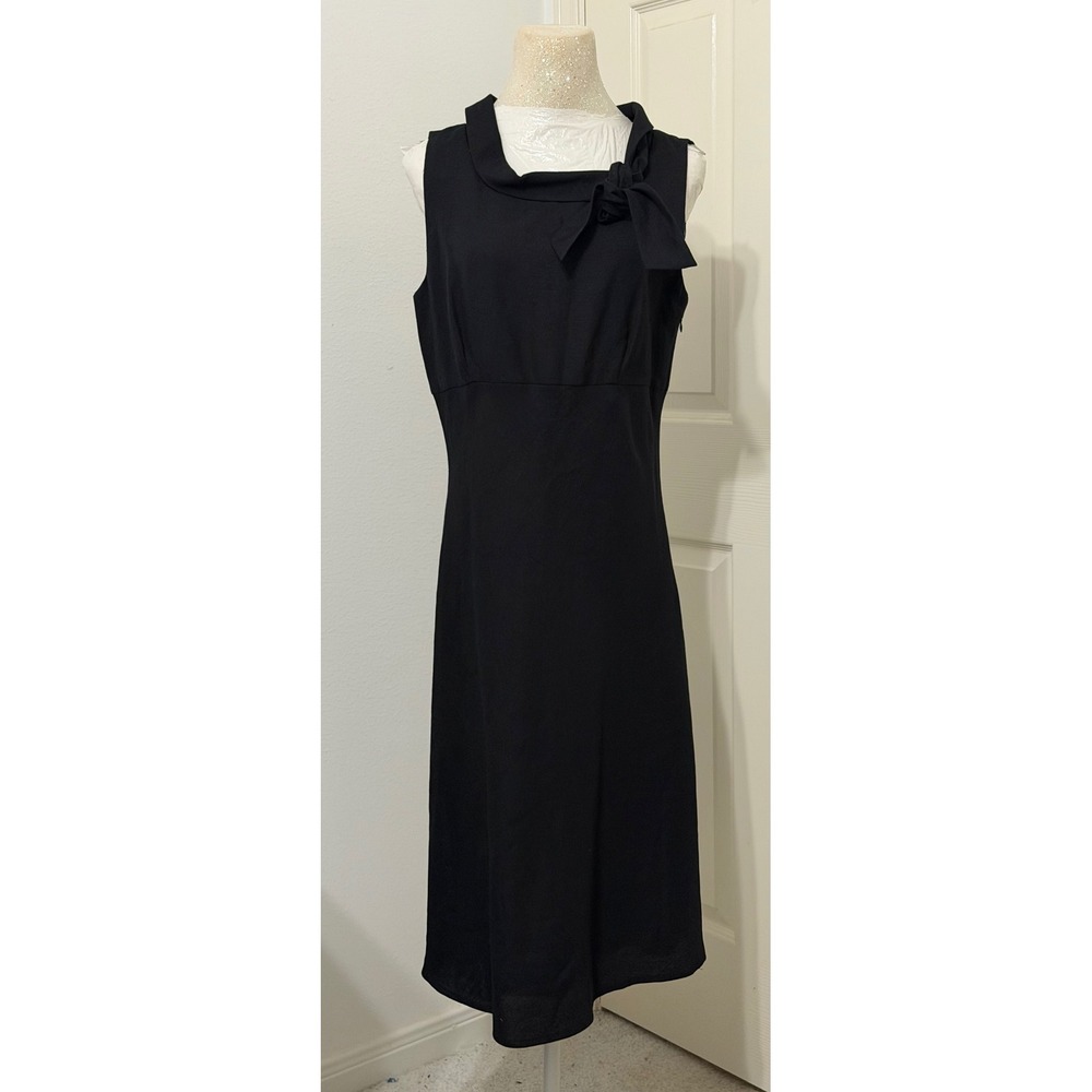 Mercer & Madison Women's sz 10 Black Linen Blend Sleeveless Midi Dress Vintage